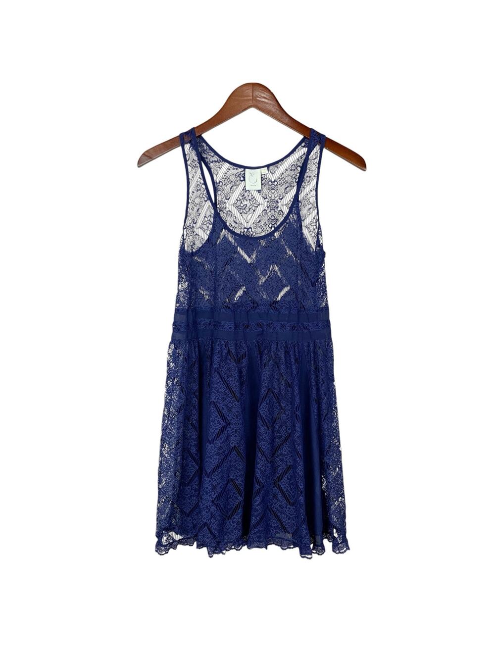 Anthropologie E by Eloise St Regis Slip Dress Sheer Blue Lace Mini Women's XS
